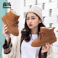 森马短靴女春厚底韩版百搭平底加绒保暖雪地靴女短筒靴