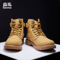 森马马丁靴男秋季英伦高帮鞋子中帮男靴潮鞋工装潮流沙漠男鞋