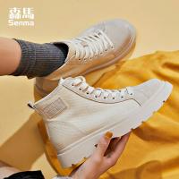 森马马丁靴女2019新款潮百搭英伦风秋冬季厚底网红薄款高帮鞋靴子