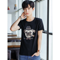 太子龙正品男装2018夏季新款短袖T恤修身圆领体恤打底衫男装潮T