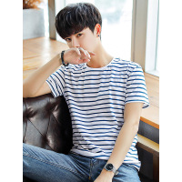 太子龙正品男装2018夏季新款短袖t恤圆领韩版潮流半袖条纹男生打底衫上衣