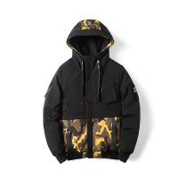 太子龙正品男装2018冬装潮男迷彩连帽短款羽绒服