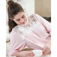 红豆居家服女式长款蕾丝花边睡裙