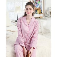红豆居家Hodohome男士家居服女士家居服纯棉睡衣格子开衫情侣款居家服套装
