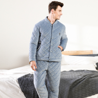 红豆居家Hodohome 男式睡衣三层夹棉加厚冬季家居服情侣款可外穿家居服套装