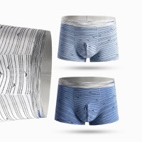 (3条装)红豆(HODO)男士内裤潮条纹明筋 男式色纱舒适透气 青年平角裤内裤