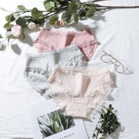 (3条装) 红豆(HODO)蕾丝花边女士中腰内裤女简约性感三角纯色棉内裤