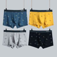 红豆居家男士印花内裤舒适棉氨抑菌男士平角短裤