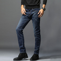 传奇保罗冬季加绒加厚牛仔裤男 欧美风青年微弹修身海岛绒秋冬款818755