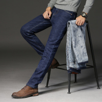 传奇保罗加绒牛仔裤男冬季加厚修身弹力小脚裤子秋冬款818752