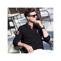 传奇保罗纯棉上衣中年休闲打底衣服春季商务男装翻领T恤618812