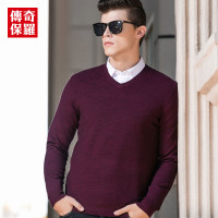 传奇保罗薄款毛衣男春秋春圆领套头休闲针织衫_5