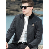 传奇保罗针织夹克男 秋季时尚立领开衫毛衣男士休闲外套J18Q006