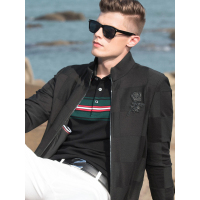 传奇保罗夹克男 秋季时尚休闲立领男士针织开衫秋装外套J18Q010