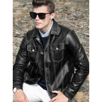 传奇保罗皮衣男 秋季翻领春秋款多口袋机车服PU皮夹克外套J18Q018