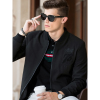 传奇保罗男士外套秋季休闲棒球服春秋拨款绣花个性潮流夹克春秋款J18Q025