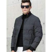 传奇保罗羽绒服男 冬季棒球领压花男士修身时尚保暖外套Y18D012