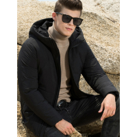 传奇保罗连帽羽绒服男 冬季男士短款绣花加厚保暖冬装外套Y18D060