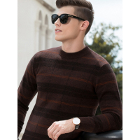 传奇保罗纯羊毛衫 冬季半高领提花毛衣韩版修身套头男士休闲针织衫Z18Q603