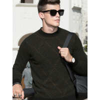 传奇保罗纯羊毛衫男 冬季半高领提花毛衣韩版修身套头秋冬针织款Z18Q606