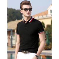 北极绒男士短袖t恤夏季修身纯色翻领体恤男装半袖上衣