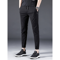 北极绒男士春季休闲裤修身弹力松紧腰九分裤夏季薄款九分裤