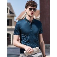 北极绒男士桑蚕丝短袖t恤2019夏款翻领纯色polo衫半袖打底衫