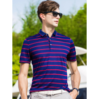 北极绒男士夏季含桑蚕丝短袖t恤男中年翻领半袖体恤