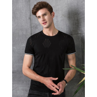 北极绒男士夏季短袖T恤男棉修身针织圆领体恤衫男薄款