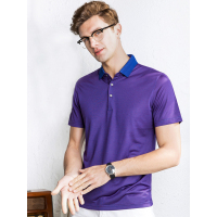 北极绒男士夏款桑蚕丝t恤男短袖翻领纯色T恤衫青年韩版薄款polo衫