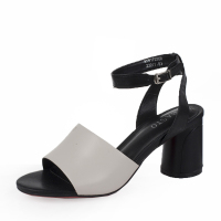 BASTO/百思图新款夏季白/ 黑色羊皮高跟女凉鞋17235BL7