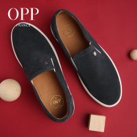 OPP男鞋秋冬真皮休闲鞋男英伦时尚懒人鞋透气青年一脚套乐福鞋潮