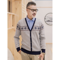 红豆相思鸟（xiangsiniao）男士经典时尚商务休闲衬衫领套头保暖有型男针织衫毛衫