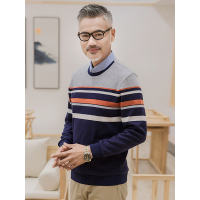 红豆相思鸟(xiangsiniao)秋冬经典百搭男士针织衫时尚大叔款休闲针织假两件（不加绒）