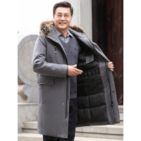 红豆相思鸟(xiangsiniao)男士中长款羽绒服线下同款貉子毛毛领90%白鸭绒含绒量加厚冬季羽绒服男