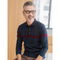 红豆相思鸟翻领针织衫中年爸爸装打底衫多色可选基础百搭款