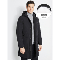 红豆相思鸟(xiangsiniao)男装冬季新品白鸭绒保暖连帽中长款男士羽绒服