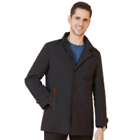 国民男装相思鸟春秋新品纯色百搭防风时尚有型男士风衣