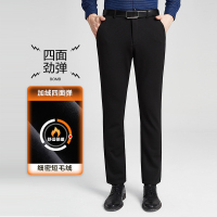 国民男装相思鸟冬季新品商务休闲百搭纯色男士加绒休闲裤保暖裤男