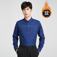 红豆相思鸟保暖衬衫男士长袖加绒加厚中老年爸爸装印花宽松大码衬衣冬