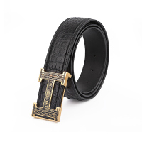 【顺丰配送】鳄鱼皮腰带板扣男裤腰带男生休闲礼物礼盒头层牛皮男士皮带