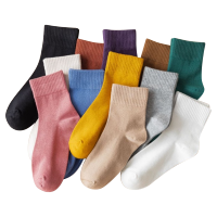 【顺丰配送】【10双】中筒袜子女秋冬保暖纯色ins潮百搭日系透气长筒袜女糖果色长筒袜中筒袜GNVW-026-10