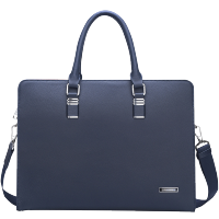 男士公文包男商务男士手提包男公文包大容量男包手提包男真皮电脑手提包商务包男手提包NB140502-1L深蓝色