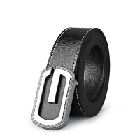 【顺丰配送】青年牛皮男士皮带男式皮带牛皮平滑扣男士裤带男式裤带牛皮男士裤腰带牛皮男式裤腰带PD150607YH银配黑色