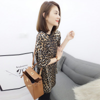 BOBOWALTZ春夏装女2019欧美韩版中长款性感豹纹T恤上衣显瘦B172f0139p1505