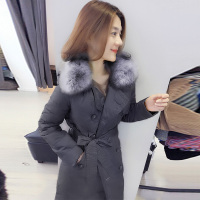 BOBOWALTZ春冬2019新款欧美韩版中长款羽绒服大毛领收腰女款外套B162b4553p3330