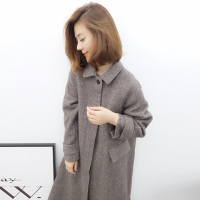 BOBOWALTZ春夏装女2019新款韩版翻领大码复古气质毛呢外套宽松大衣B172f2128p3220