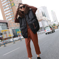 赛美意毛领连帽系扣羽绒马甲女 欧洲站2019秋冬季欧美时尚口袋羽绒马甲女S172h3641p1330