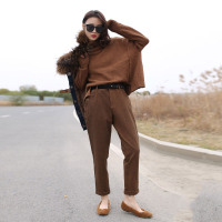 赛美意高领长袖蝙蝠型针织衫女 欧洲站2019春夏欧美宽松时尚OL通勤简约针织衫女S172h3599p1491