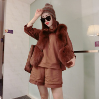 赛美意九分袖松紧袖套头两件套女 欧洲站2019春夏新品韩版上衣套装时尚简约两件套女S172h2077p4094